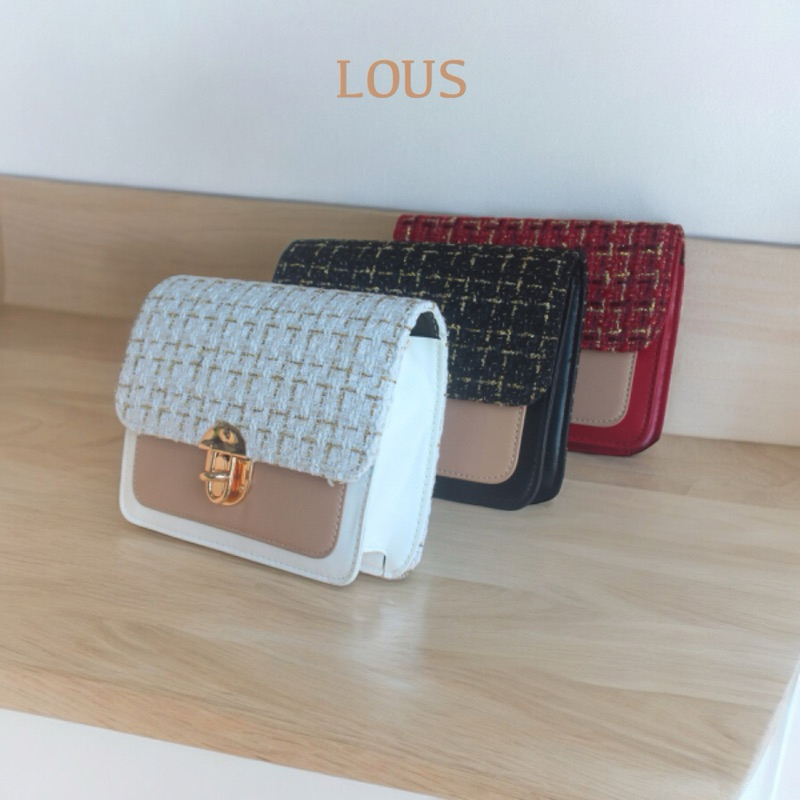 aileen bag - LOUS - tas selempang wanita sling bag Tas shoulder bag tweed bag tas pesta terbaru