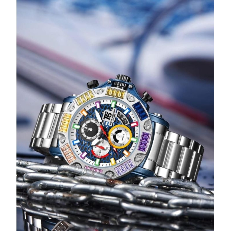 Jam Tangan Pria T5 3884 original Rantai Besi