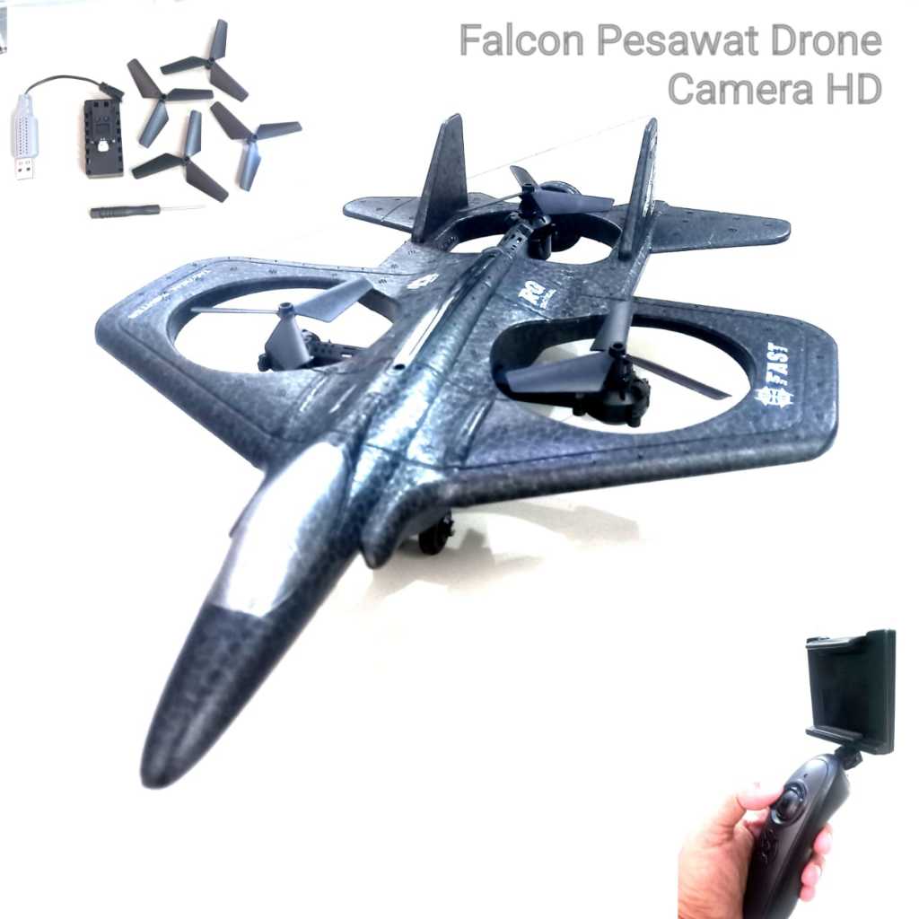 RC Pesawat Falcon VTOL Drone Stick Sensor Tuas Control Kamera HD