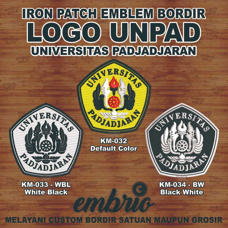 Patch UNPAD emblem bordir logo Universitas Padjadjaran Pajajaran - 7cm - Embrio Patch Embroidery Emb