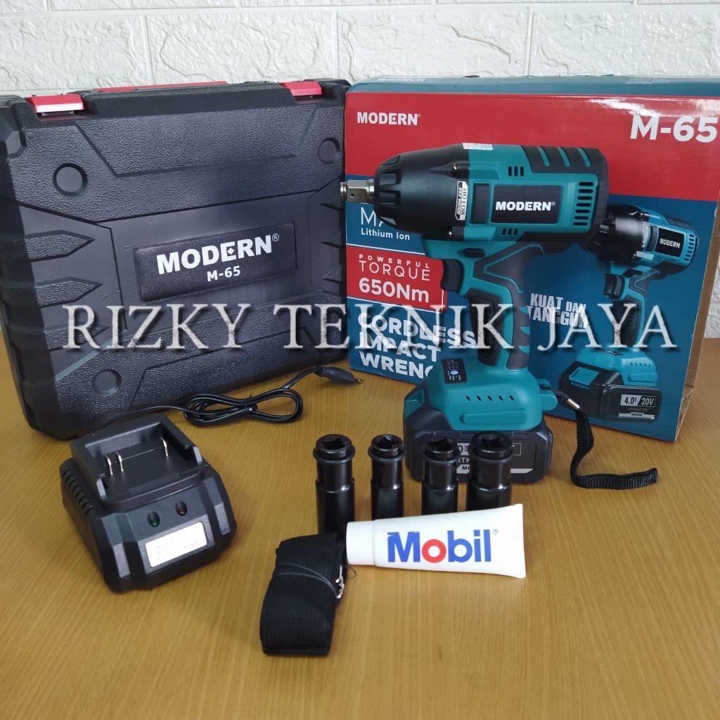 MODERN M65 MESIN  BOR IMPACT WRENCH CORDLESS BRUSHLESS Pembuka Baut M65 Baterai