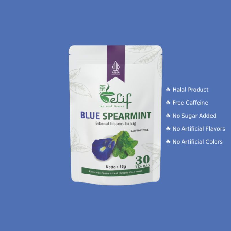 

ELIF TEA AND TISANE Blue Spearmint Tea Teh Spearmint Untuk Jerawat Hormon Flek Hitam 30 Tea Bag