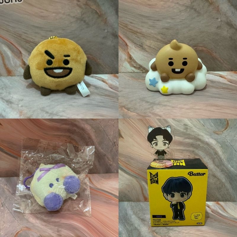 BT21 Tinytan Shooky suga yoongi fuwa fuwa keyring rainbow monopoly figure chubby collection butter f