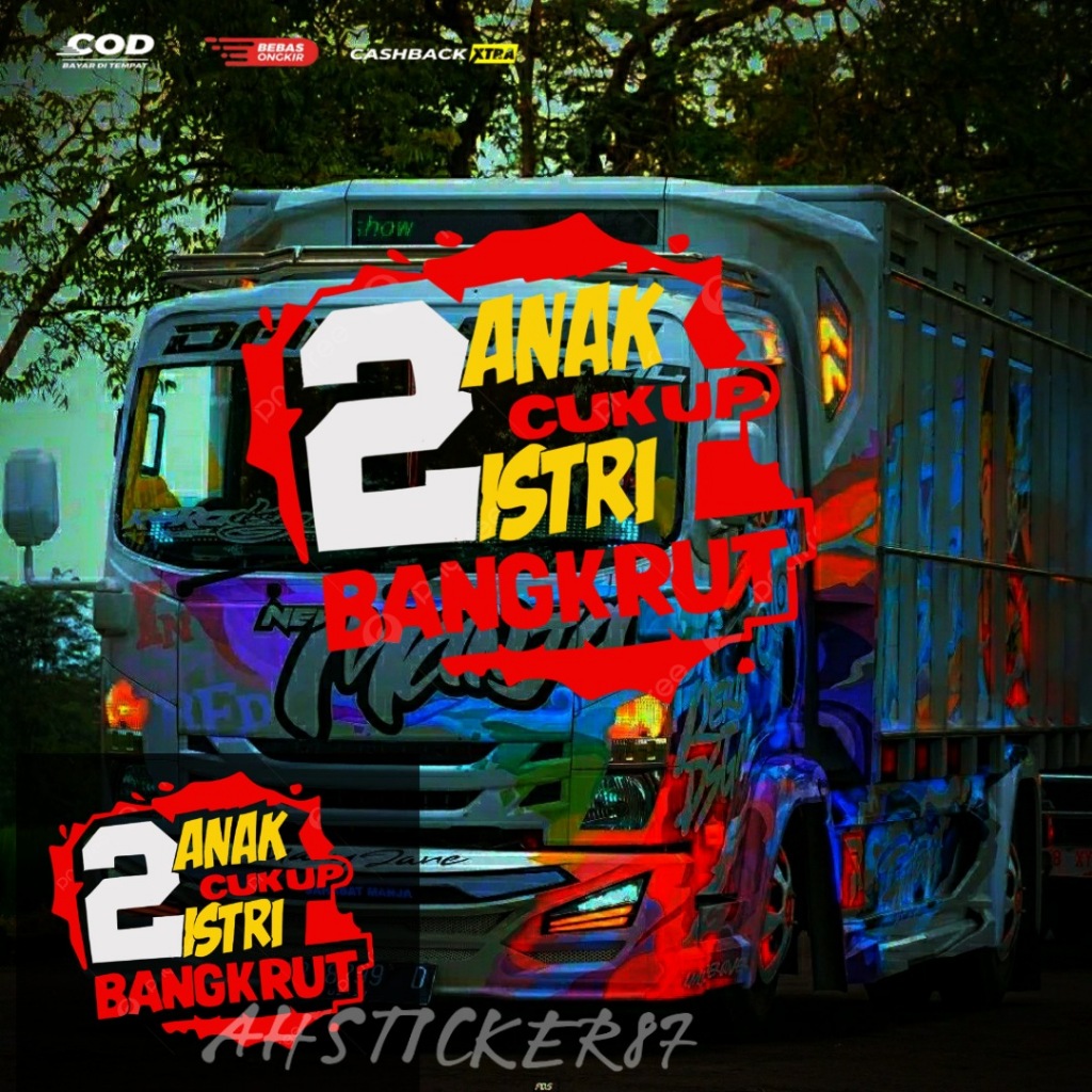 Stiker cutting  stiker mobil stiker kata kata 2 anak cukup stiker kaca body mobil stiker variasi kac
