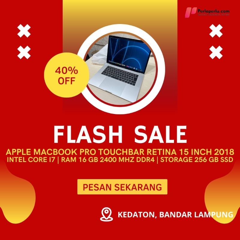 LAPTOP APPLE MACBOOK PRO TAOUCHBAR RETINA 15 INCH 2018 | INTEL CORE I7 | RAM 16 GB 2400 MHZ DDR4 | S