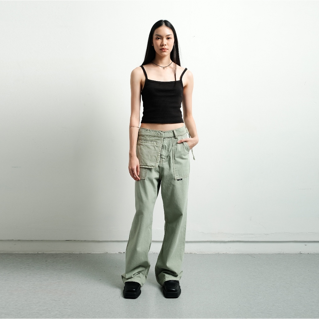 LONG PANT - AMIGOS de NIMES LA PASSENGER OLIVE KULOT PANT WITH BAG