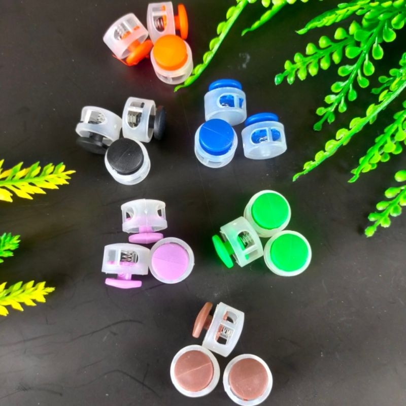 Stopper Bulat Warna 14mm Stopper Tali Bulat Bening Stopper Klakson Warna Stoper Bulat Lubang Ganda P