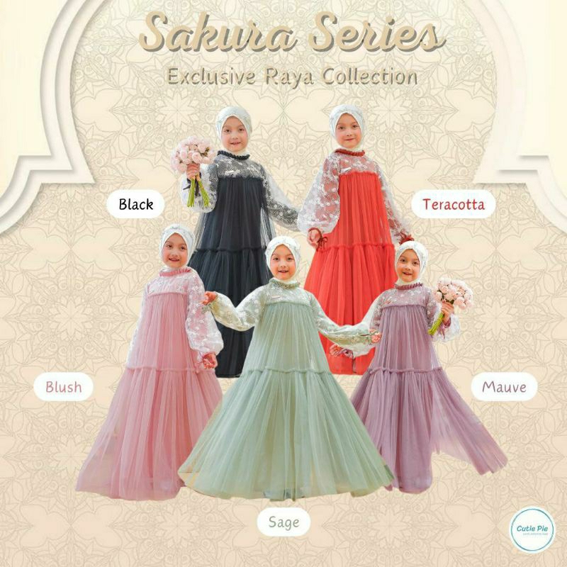 SAKURA GAMIS PESTA ANAK LEBARAN MEWAH BAHAN BRUKAT TILE PREMIUM