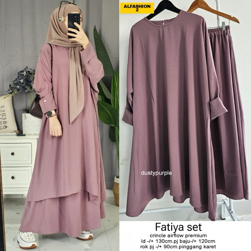 ZS Fatiya Oneset Jumbo / Setelan Rok dan Tunik Oversize Wanita LD 130cm
