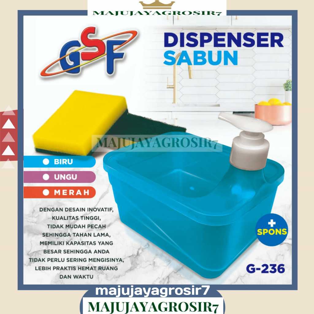DISPENSER SABUN KOTAK GSF G-236 / TEMPAT SABUN KOTAK + SPONS CUCI PIRING / DISPENSER SABUN CAIR BOTO