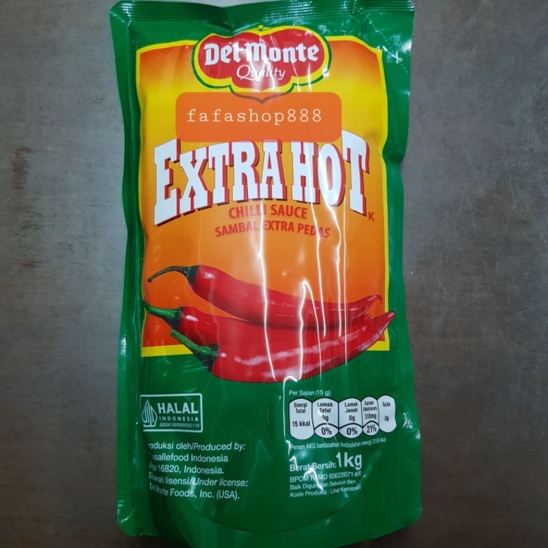 

Sambal extra pedas Delmonte chilli sauce extra hot 1kg
