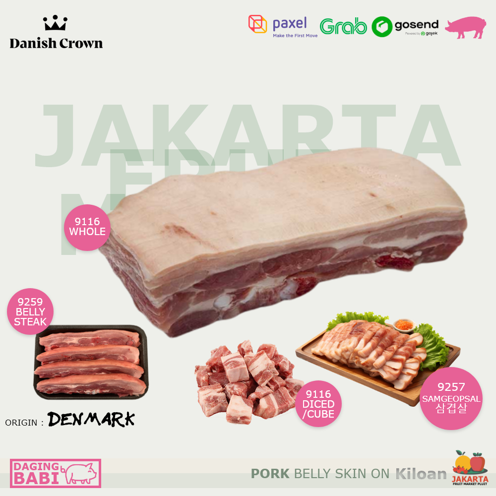 

PORK BELLY SKIN ON ALL CUT PART / STEAK / BBQ / Yakiniku / Samgyeopsal / Shabu / Daging Babi / Samcan