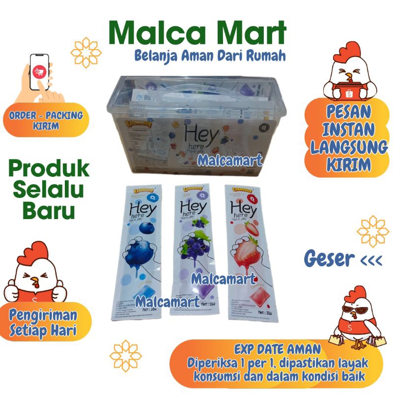 

Jelly Hey 30 pcs BONUS Tupperware. Permen Jelly lunak aneka rasa
