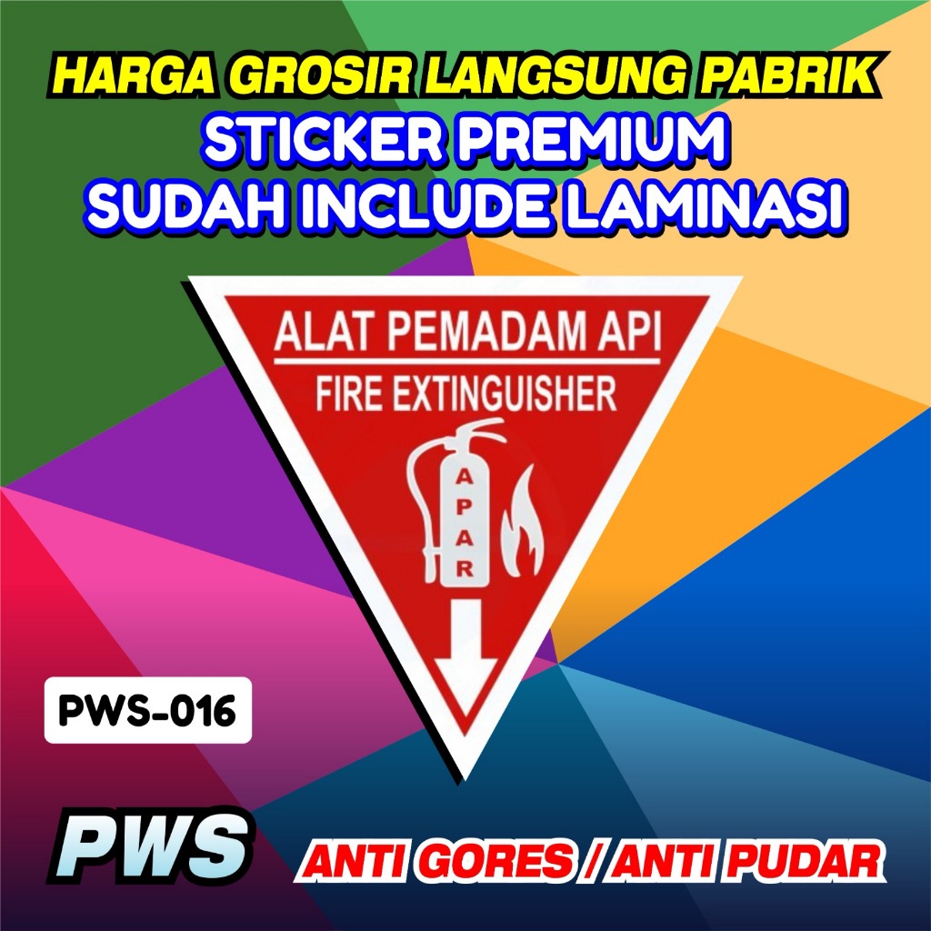 

Sticker 15x15 Safety APAR Fire Extinguisher Segitiga / Sticker Keselamatan Kerja K3 / Label Stiker Laminasi Alat Pemadam Api