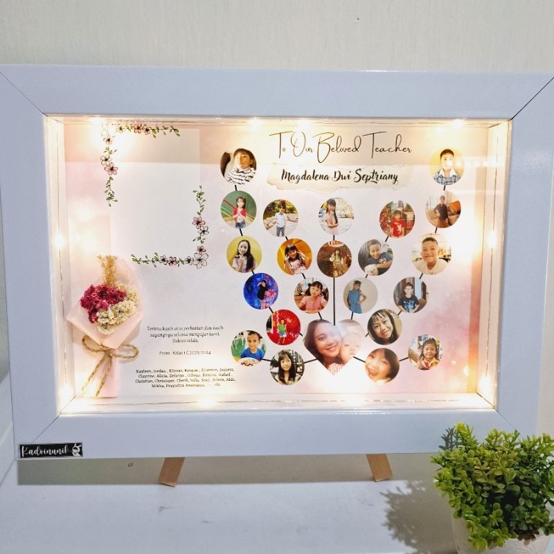 flower in frame 3D uk 20x30 | frame box kolase foto kado guru kado perpisahan edelweis in frame kado