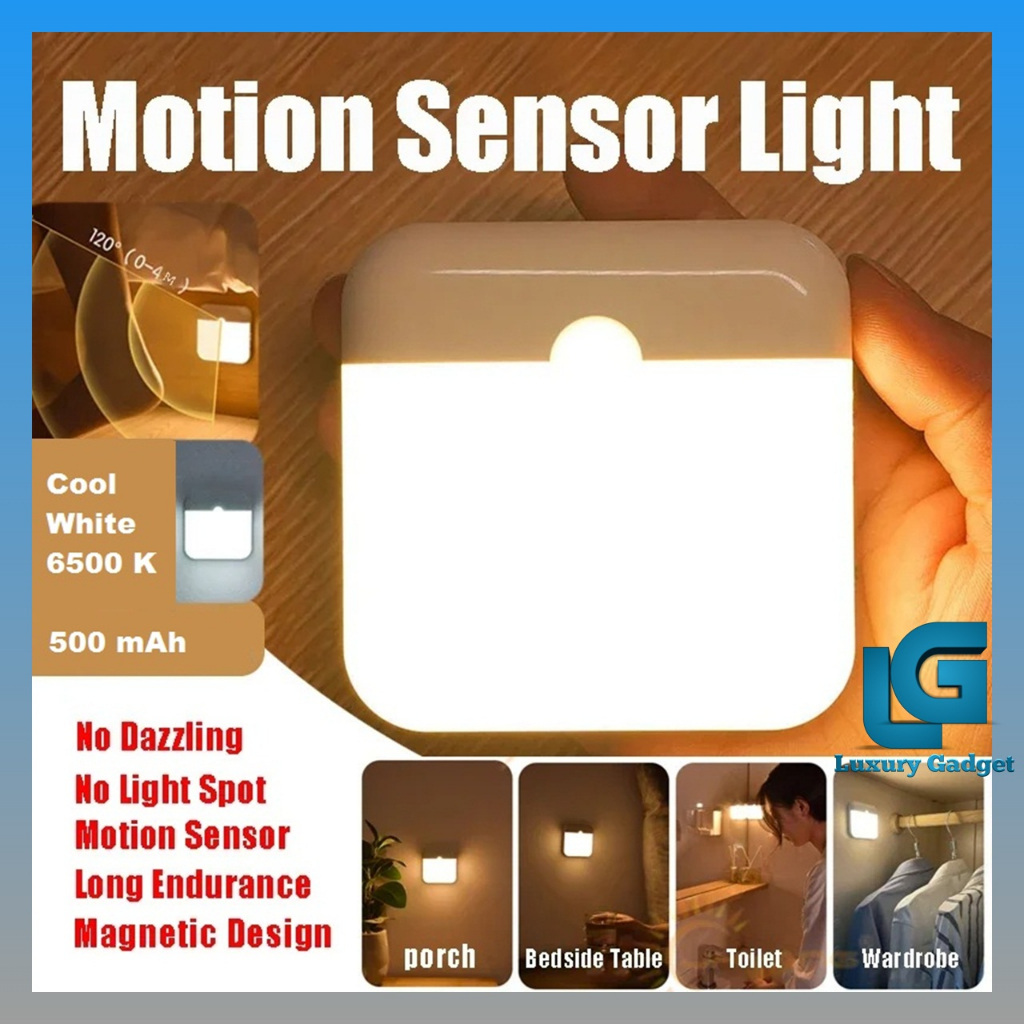 LAMPU SENSOR GERAK OTOMATIS CAHAYA PUTIH TERANG EMERGENCY LED TEMPEL DINDING TEMBOK KAMAR LEMARI KAB