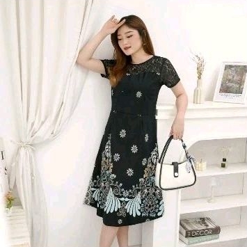 DRESS BATIK WANITA BRUKAT (HITAM)