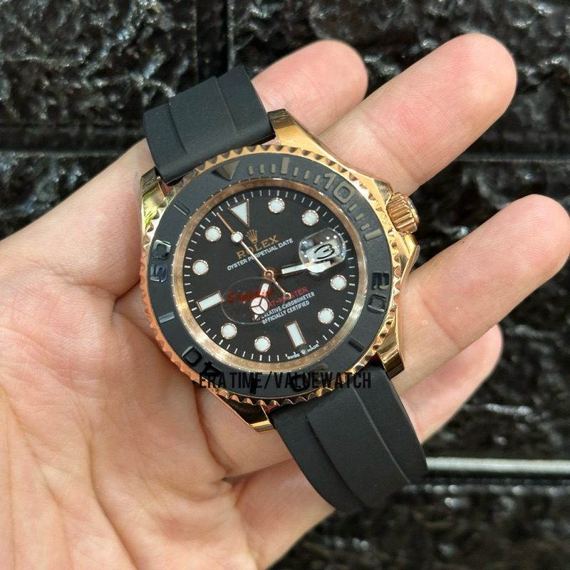 Rolex Pria Automatic Yacht Master Rosegold Rubber Oysterflex mewah