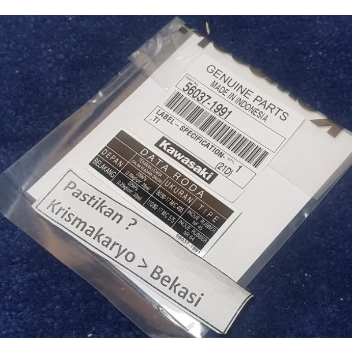 Stiker Tekanan Ban RR Ninja 150 Ori Setiker label Data Roda Kawasaki