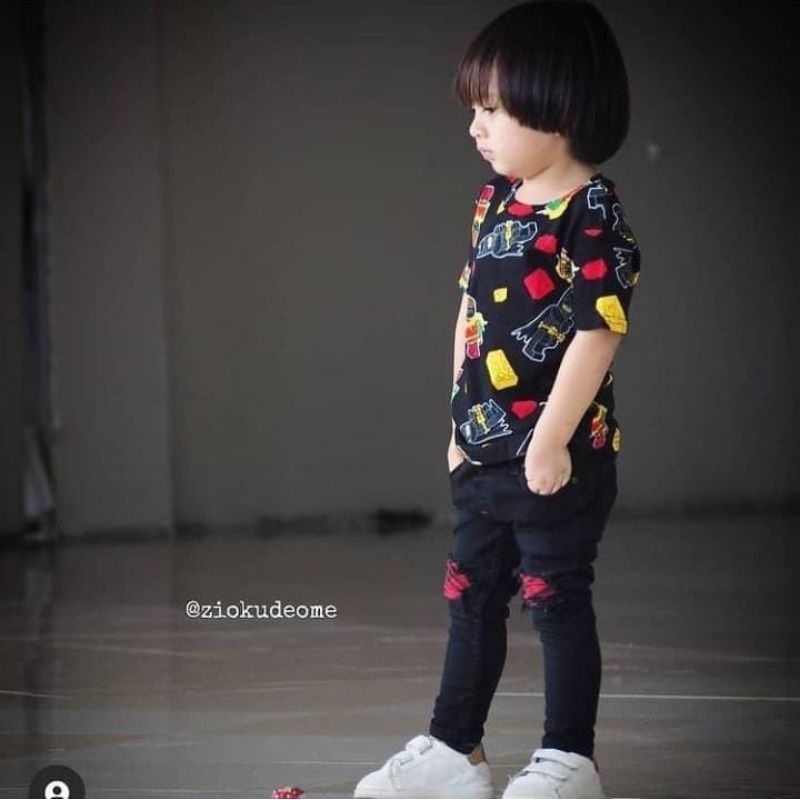 MOMWULA - Celana Jeans Anak Laki Laki/ Celana Jeans Panjang Anak Laki Laki/ Celana Hitam Anak - RB08