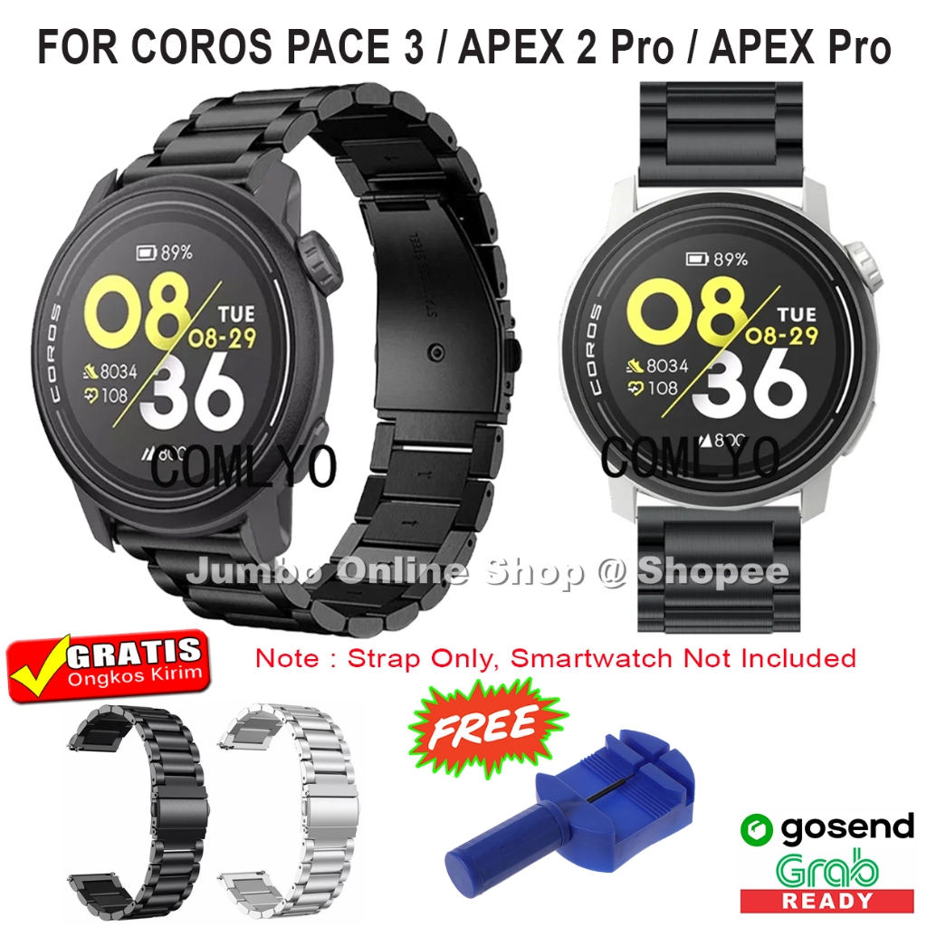 STAINLESS STEEL METAL STRAP FOR COROS PACE 4 / COROS PACE 3 / COROS PACE Pro / COROS APEX 2 Pro / CO