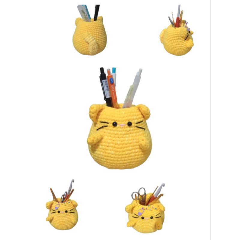 

Tempat pensil meja boneka rajut kucing