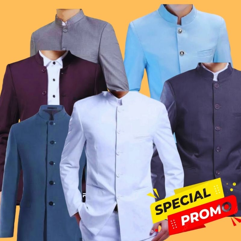 TERBARU   JAS KOKO MANDARIN POLOS MUSLIM PRIA TERLARIS