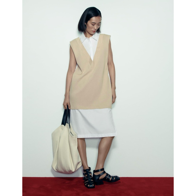 CONTRASTING SHIRT DRESS by Zara (Ori-New with tag)