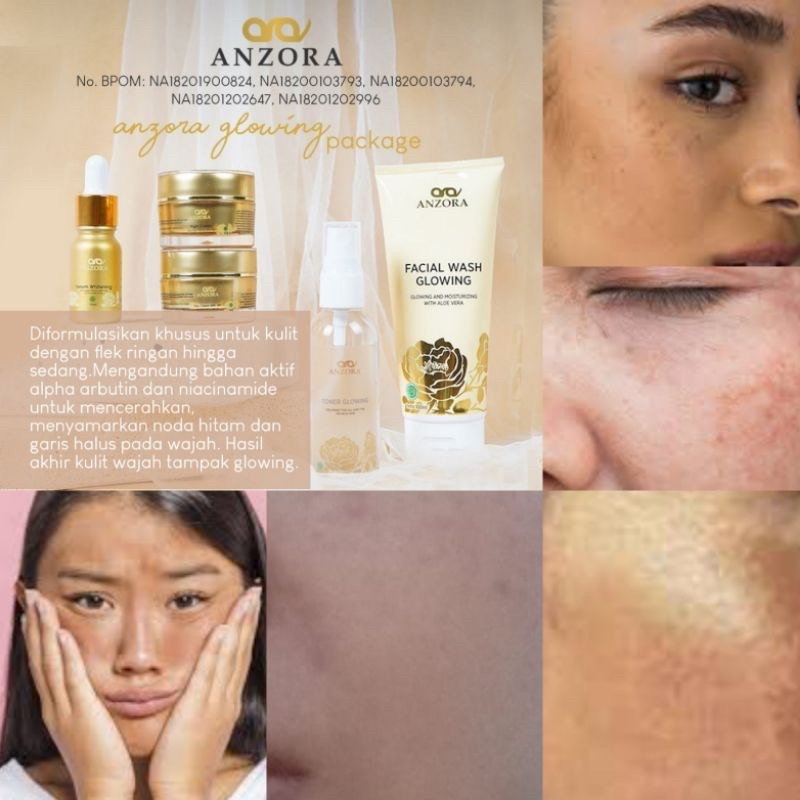 ANZORA SKINCARE PAKET GLOWING,ACNE,FLEK HITAM