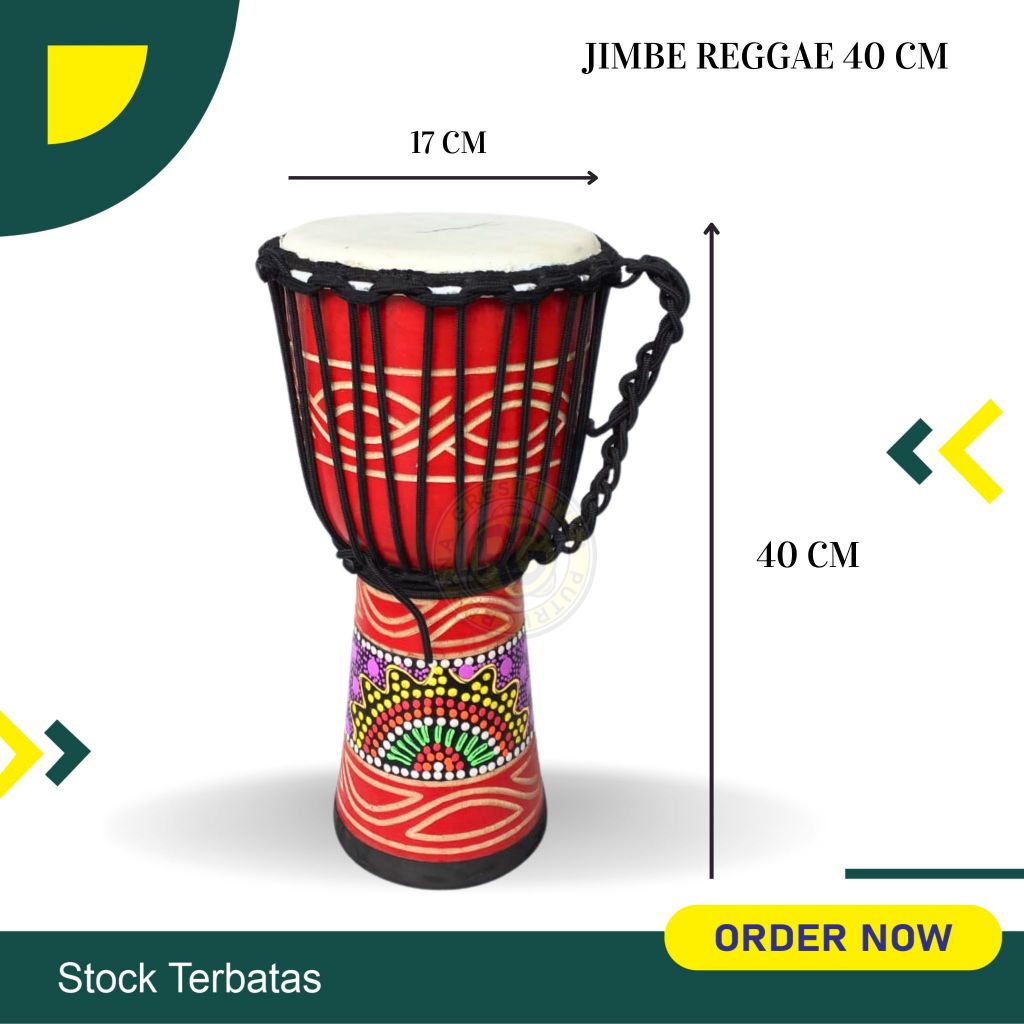 Jimbe reggae dewasa jumbo ukuran 40 cm alat musik tradisional