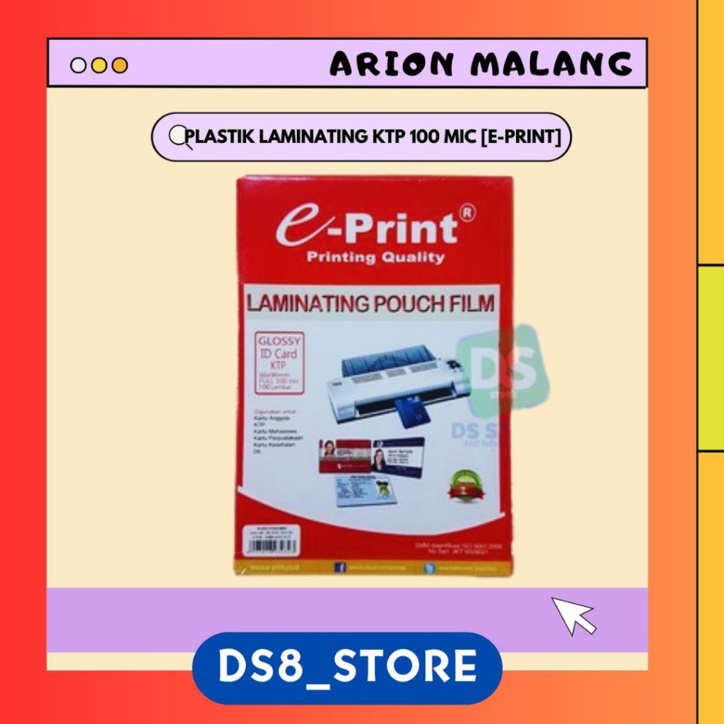 

Plastik Laminating KTP/ID CARD TIPIS 100 MIC E-PRINT