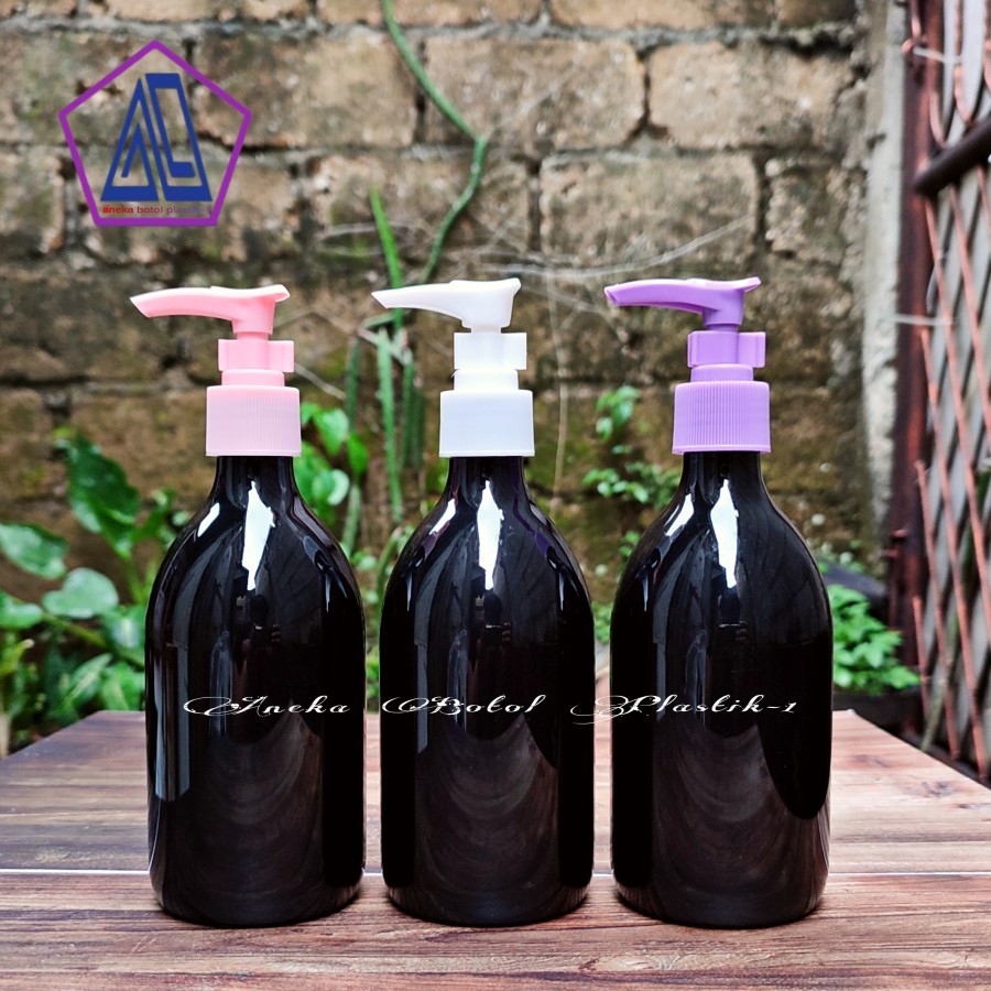 Botol Pump 300ml Scarlett Pet Hitam / Botol Kemasan Sabun Cair 300ml Pump Clip Lock Plastik Tebal