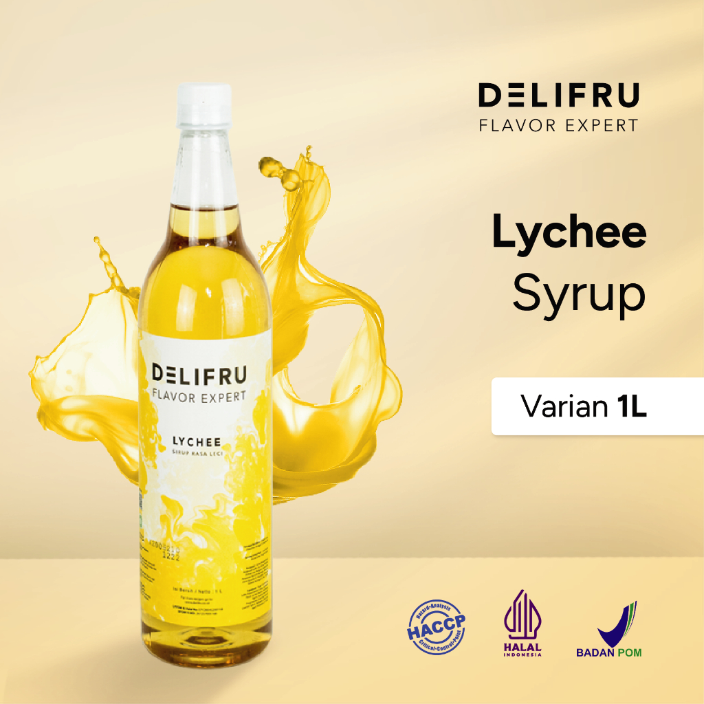 Syrup Lychee Delifru 1 Liter - Sirup Buah Leci Premium