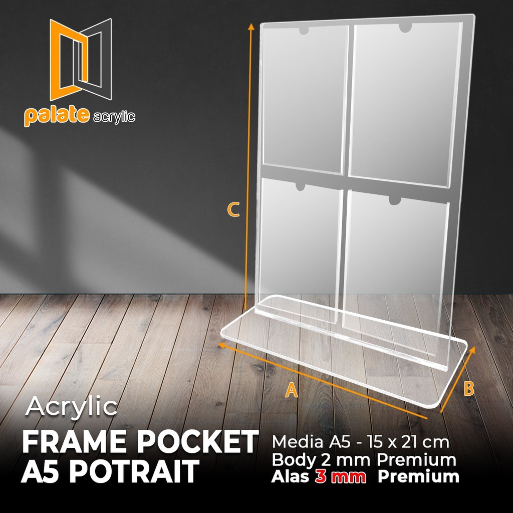 

AKRILIK / ACRYLIC FRAME POCKET A5 PORTRAIT 4 in 1