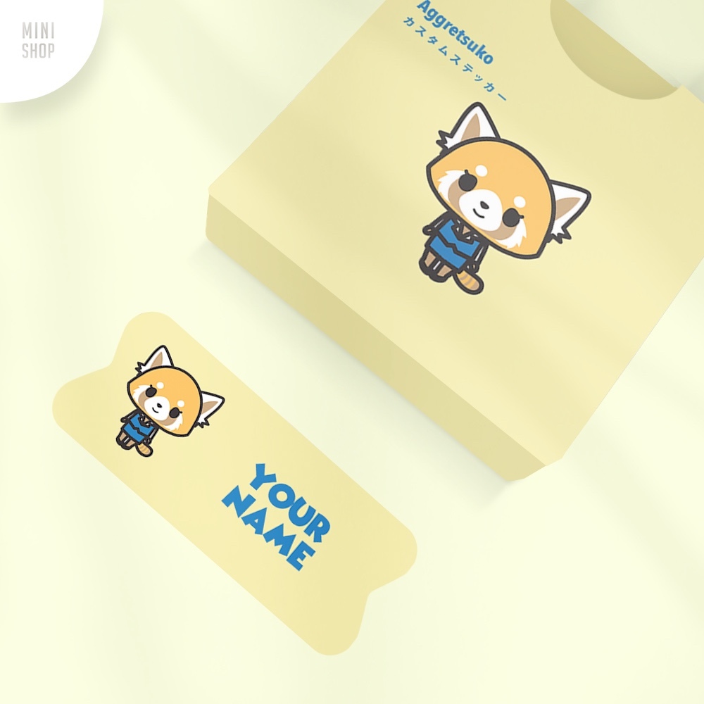 

Stiker Nama Custom Waterproof Sanrio Aggretsuko