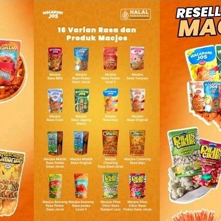 

Snack Jajanan Camilan Basreng Macjos Aneka Varian Rasa - Rasa Pedas Daun Jeruk - Rasa Pedas Level 5