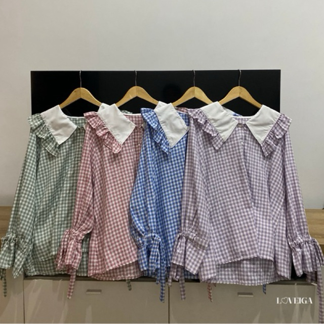 LOVEIGA - Riri Blouse Tunik Top Atasan Renda Lucu Cute Wanita Lengan Panjang Muslimah Muslimwear Kat