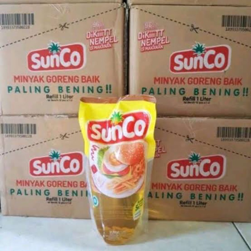 

[DUS isi 12] minyak goreng SUNCO refill pouch kemasan 1 liter dus isi 12