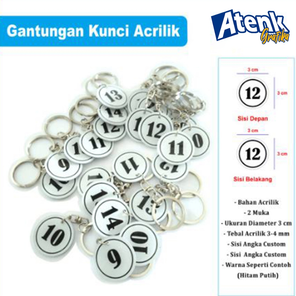 Gantungan kunci akrilik custom nomor/angka Rumah Kamar Hotel