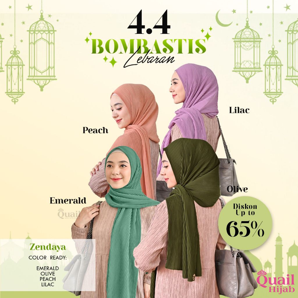Pasmina 5pcs 100rb Plisket Murah Zendaya Pashmina Plisket Premium Quail Hijab