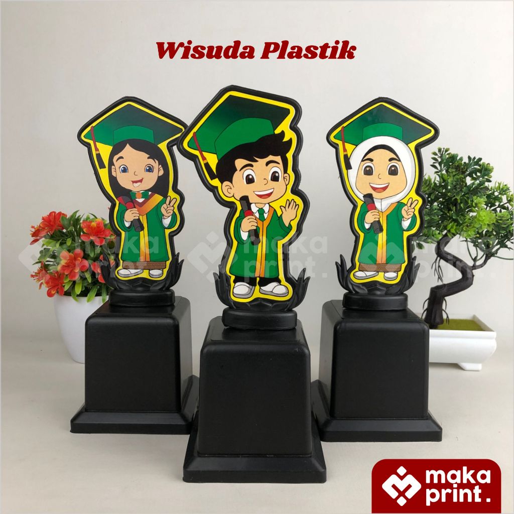 Piala (Plastik M2 Hijau) - Piala Plastik Almamater Hijau - Piala Wisuda Anak TK - Kado Wisuda - Bone