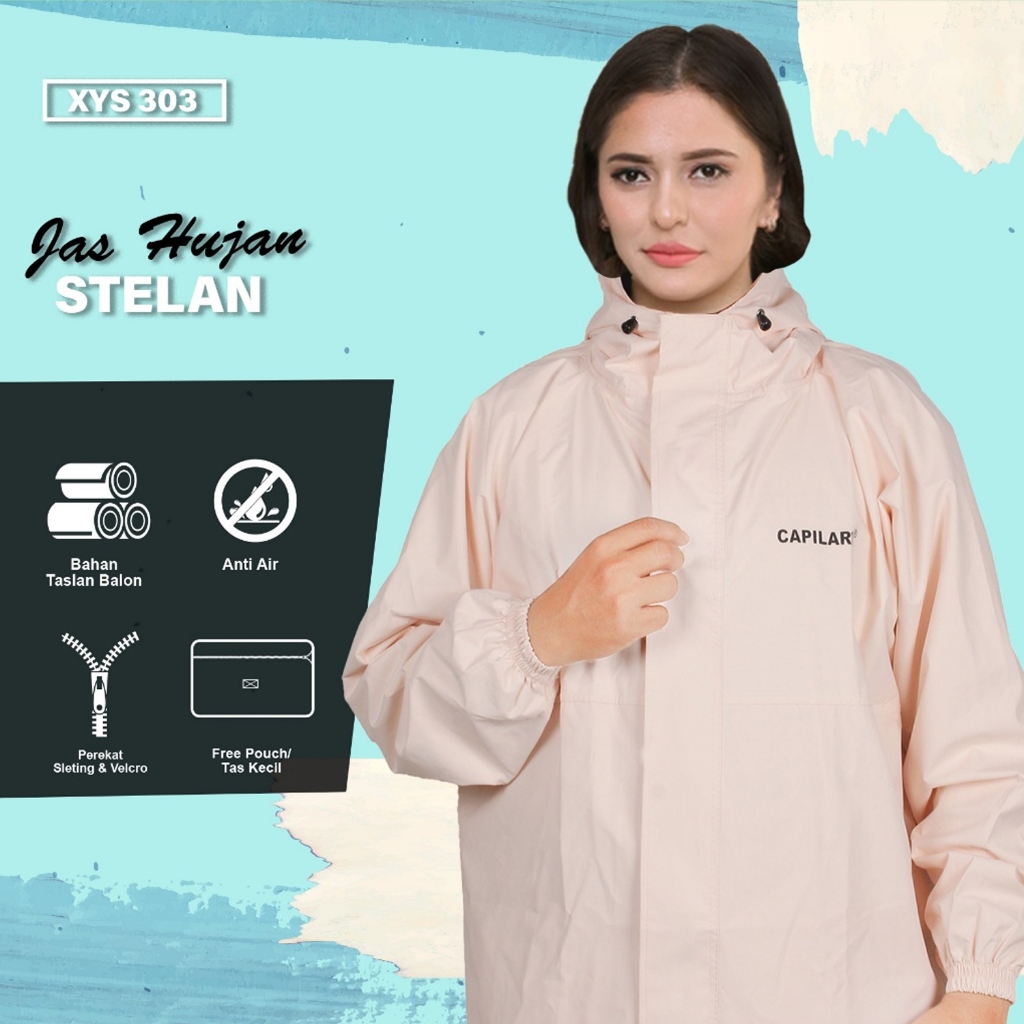 [FREE GIFT] Capilari -  XYS 303 Jas Hujan Wanita Terbaru Anti Air Bahan Taslan Balon Original / Jas 