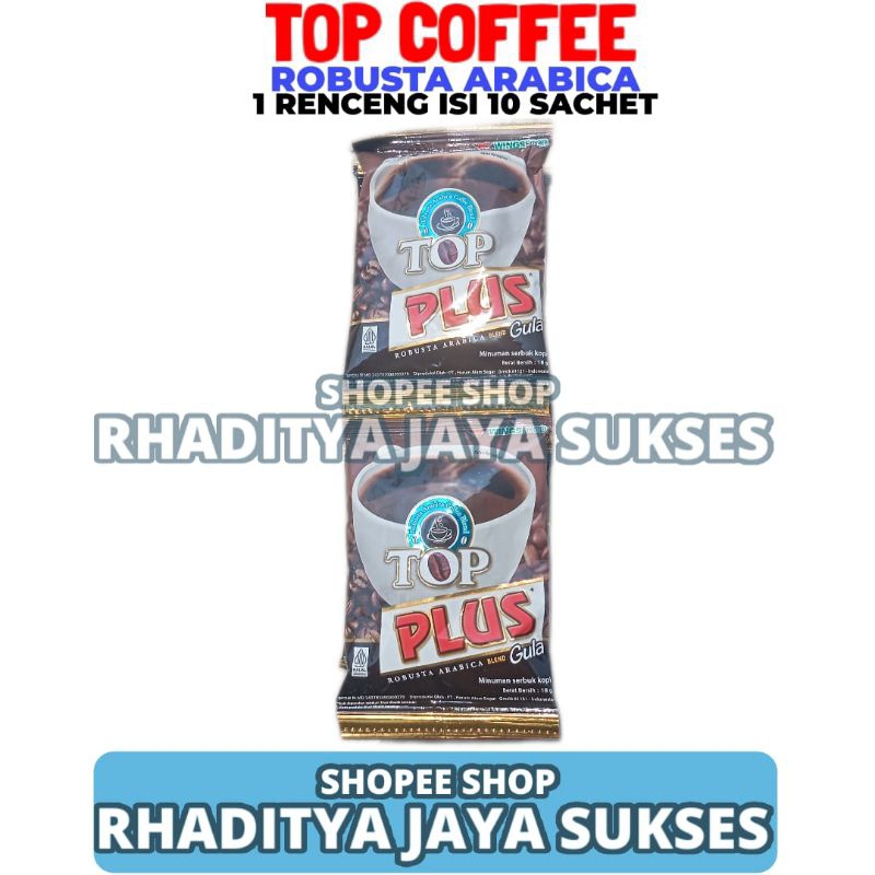 

Top Coffee Robusta Arabica Plus Blend 1 Renceng Isi 10 Sachet 18gr