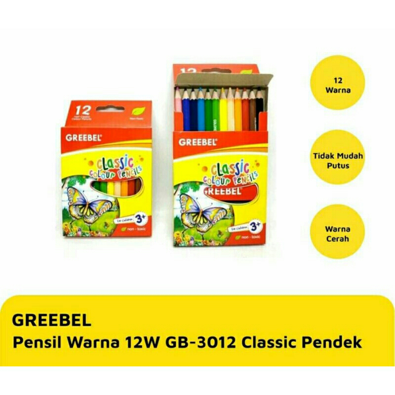 

PENSIL WARNA GREEBEL 12 WARNA PENDEK CLASSIC