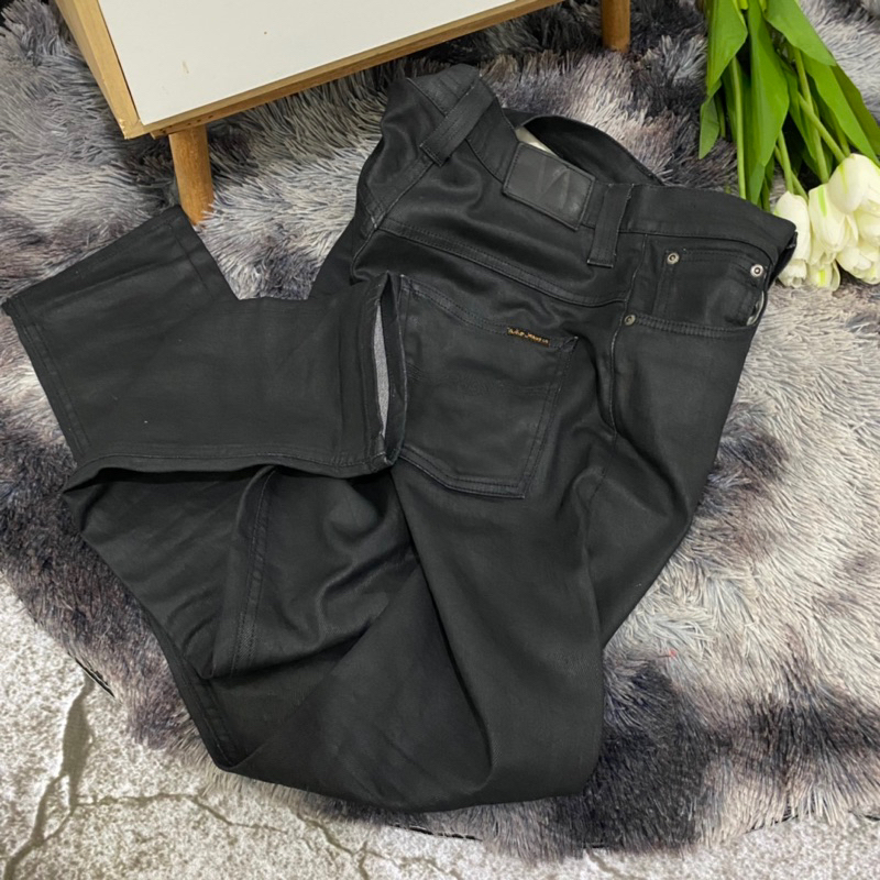 nudie jeans black coated