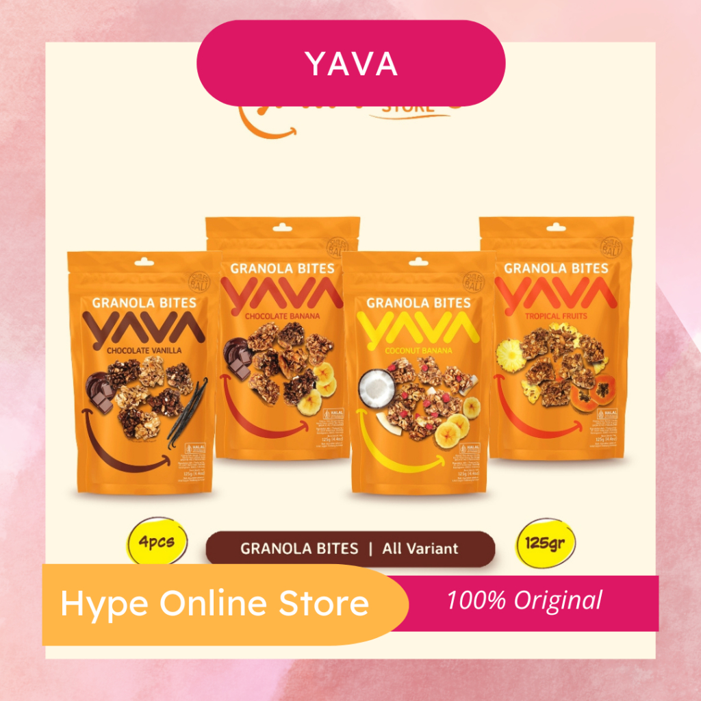 

YAVA Granola Bites 125gr Rasa Chocolate Banana / Chocolate vanila / Choconut Banana / Tropical Fruits