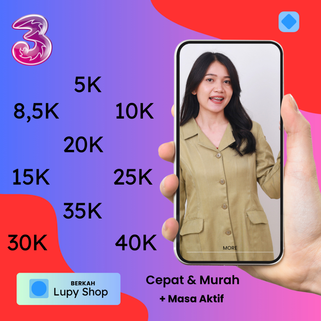 Pulsa tri 3 Cepat dan Murah 5K - 35K