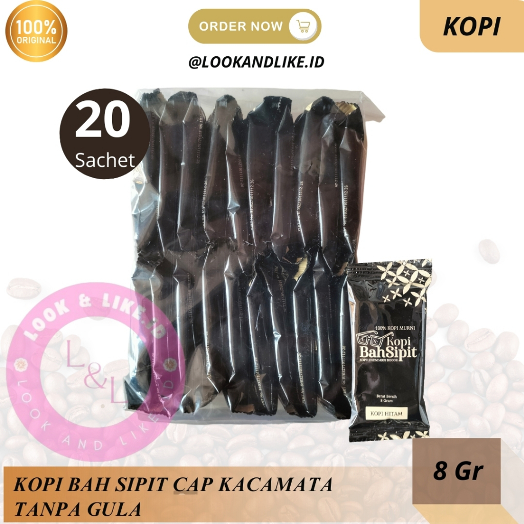 

KOPI TANPA GULA Bah Sipit Cap Kacamata 1 Pack Isi 20 Bks x 8gr Kopi Legend Khas Kota Bogor