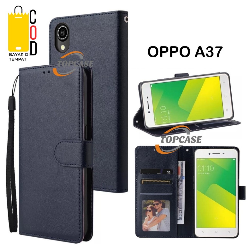 FLIP CASE OPPO A37 LEATHER FLIP COVER KULIT CASING DOMPET WALLET UNTUK  OPPO A37