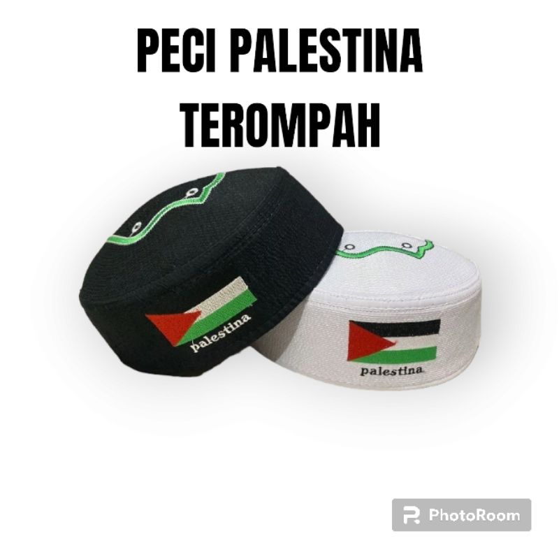 Peci PALESTINA TEROMPAH Anak Dan Dewasa Murah , Peci Kopiah Terompah Palestina Putih Dan Hitam